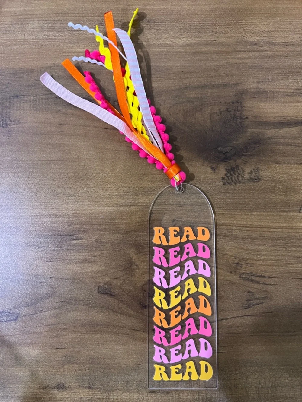 Handmade READ Acrylic Bookmark and Rainbow Keychain Set